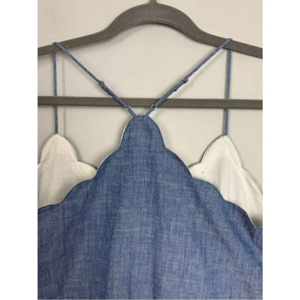 J. CREW | Blue Denim-Look Scallop-Edge Cami Tank Top Women’s Size 4
